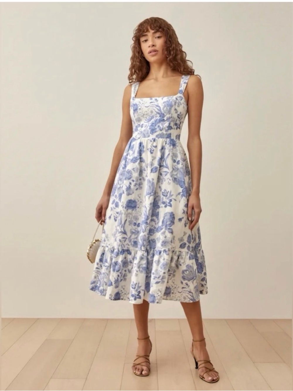 REFORMATION Bucatini Linen Midi Dress
